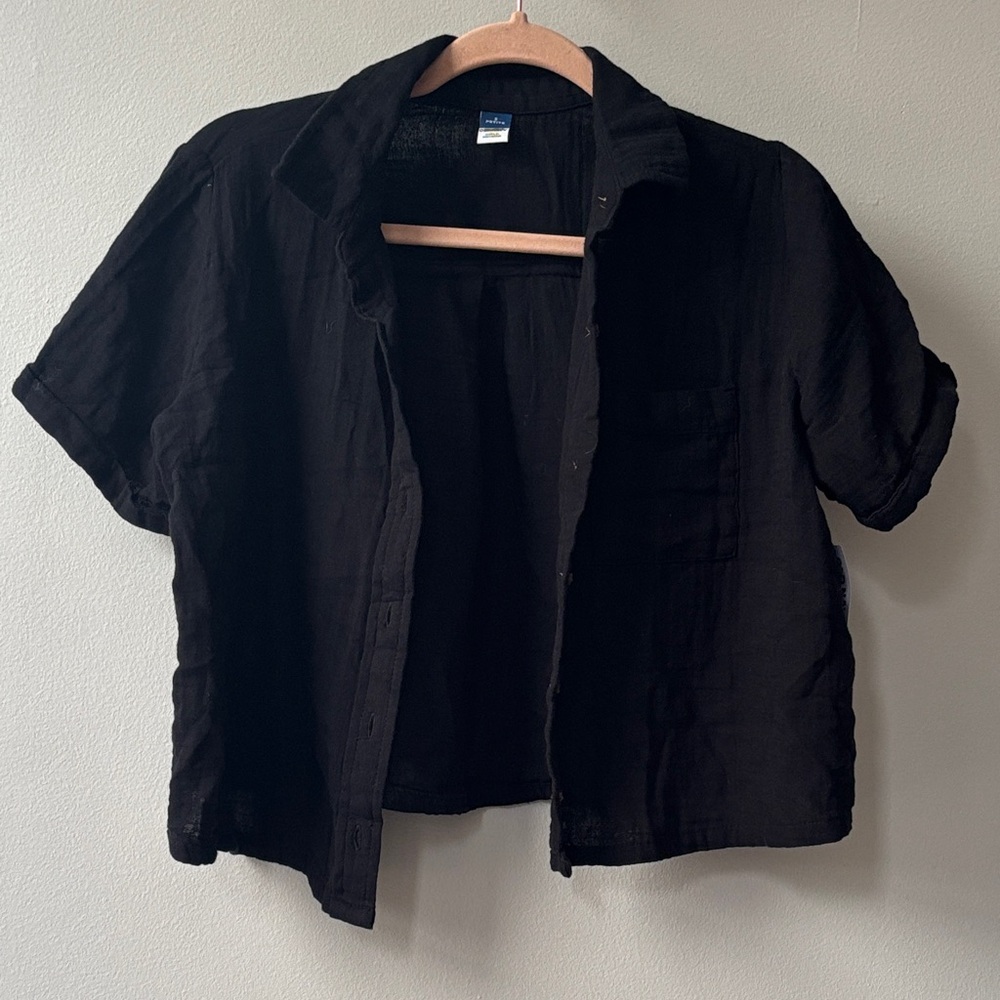 Black 100% cotton Short Sleeve Top